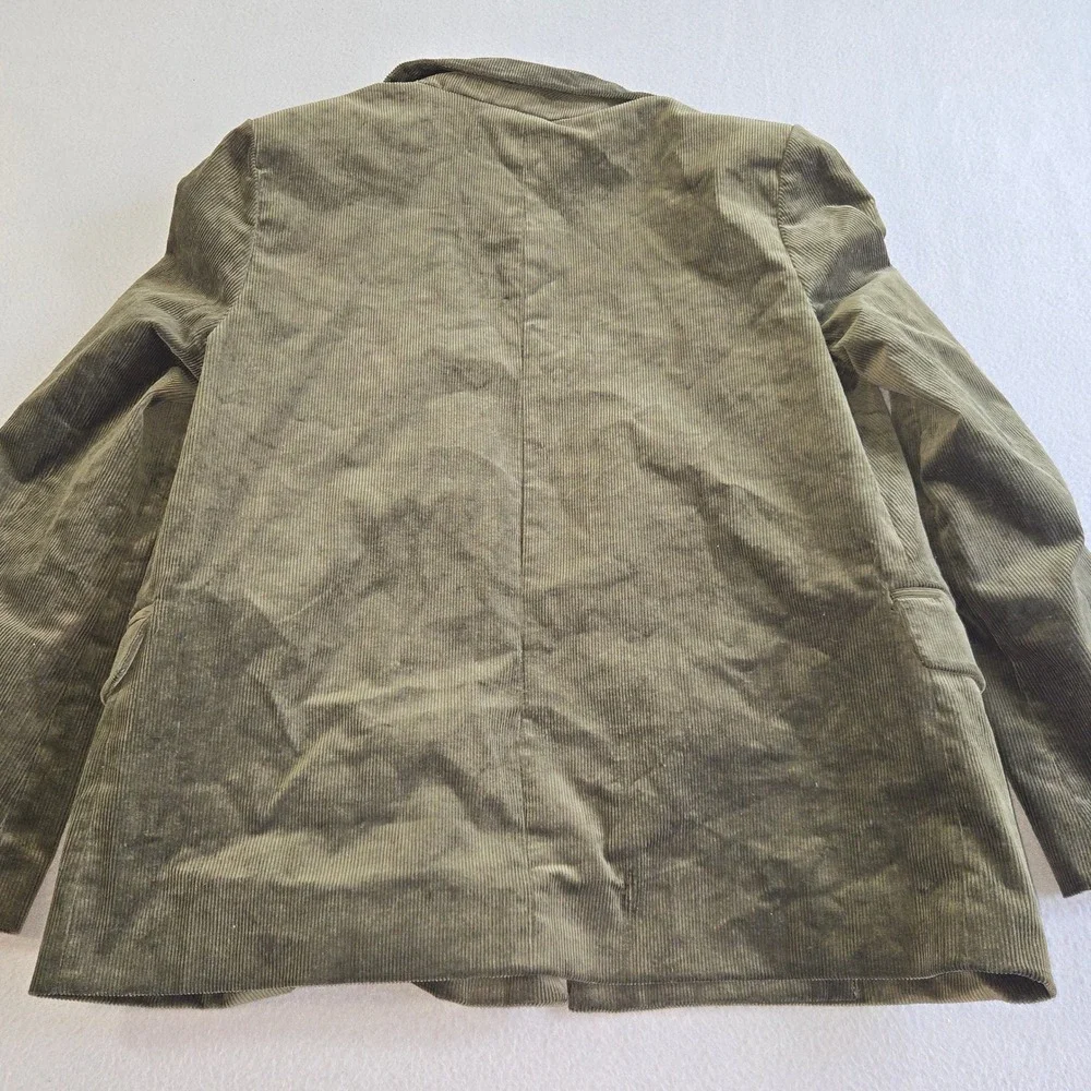 Crescent Corduroy Blazer Womens Small Olive Green Double Breasted CJ7487